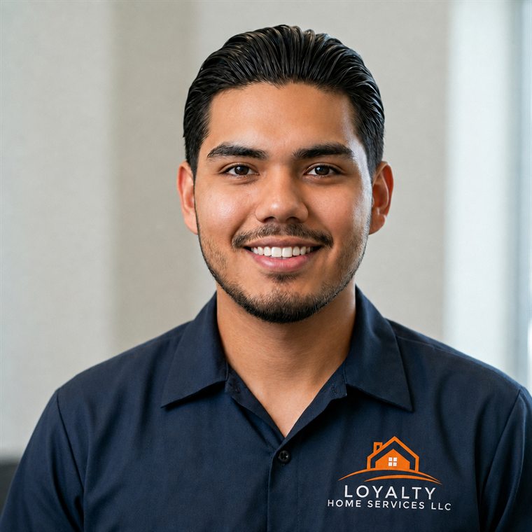 Friendly Loyalty Home Services water damage restoration technician in a navy company shirt